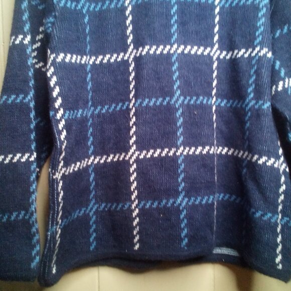 Tally Ho Sweater Cardigan L Button Up Long Sleeve Blue White - Picture 3 of 16